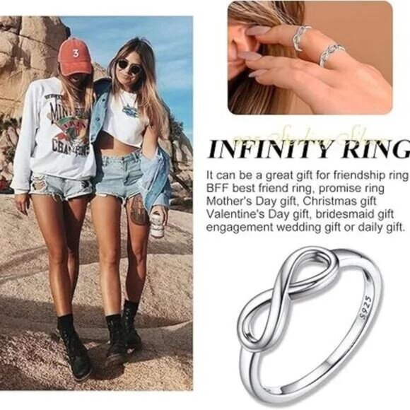 S925 Sterling Silver Infinity Ring 5 - Picture 6 of 6